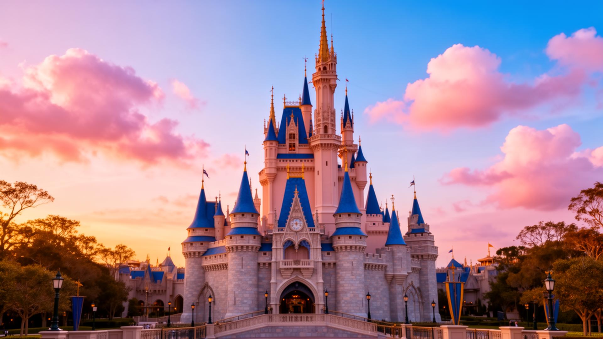 Cinderella's Castle at sunset